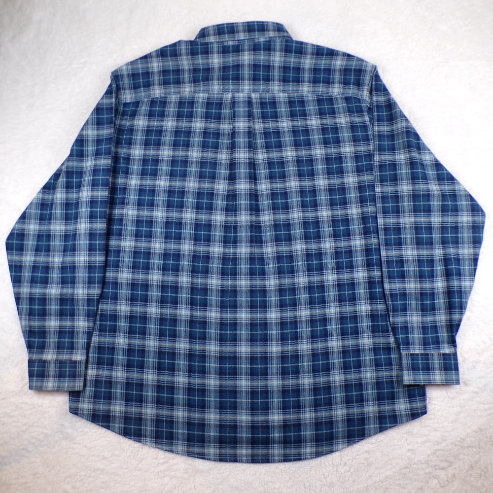 LLBean Scotch Plaid Flannel Button Shirt Mens Large Blue Traditional Fit Size XL - Picture 10 of 10